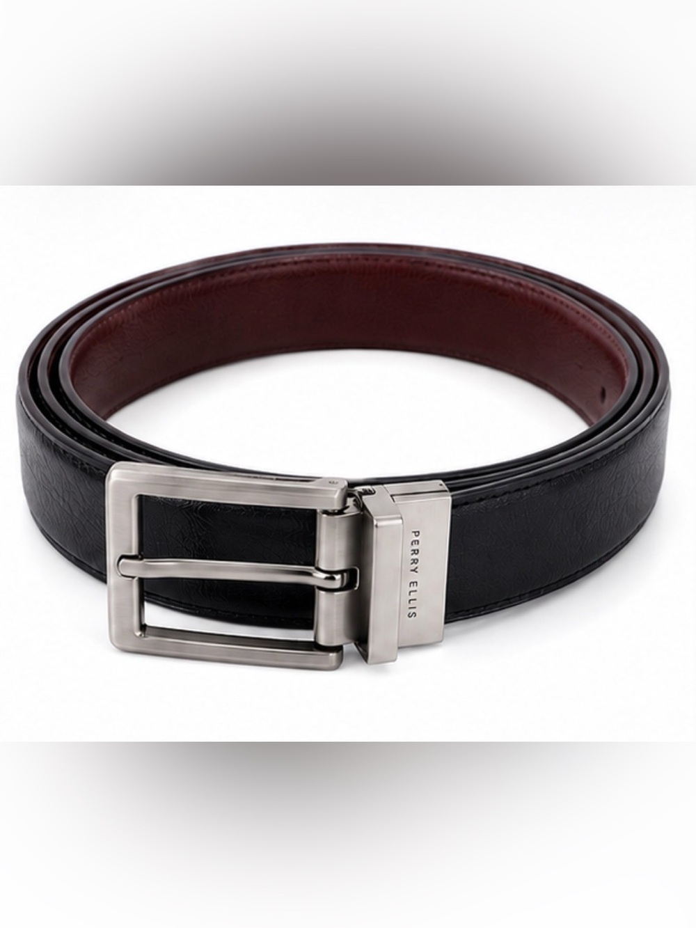 Perry Ellis Reversible Belt in Black and Dark Brown The black side is scuffed